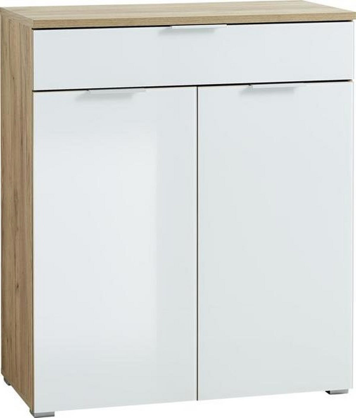 KOMMODE 89/105/40 cm  in Weiss, Eichefarben  - Weiss/Eichefarben, Konventionell, Glas/Holzwerkstoff (89/105/40cm)