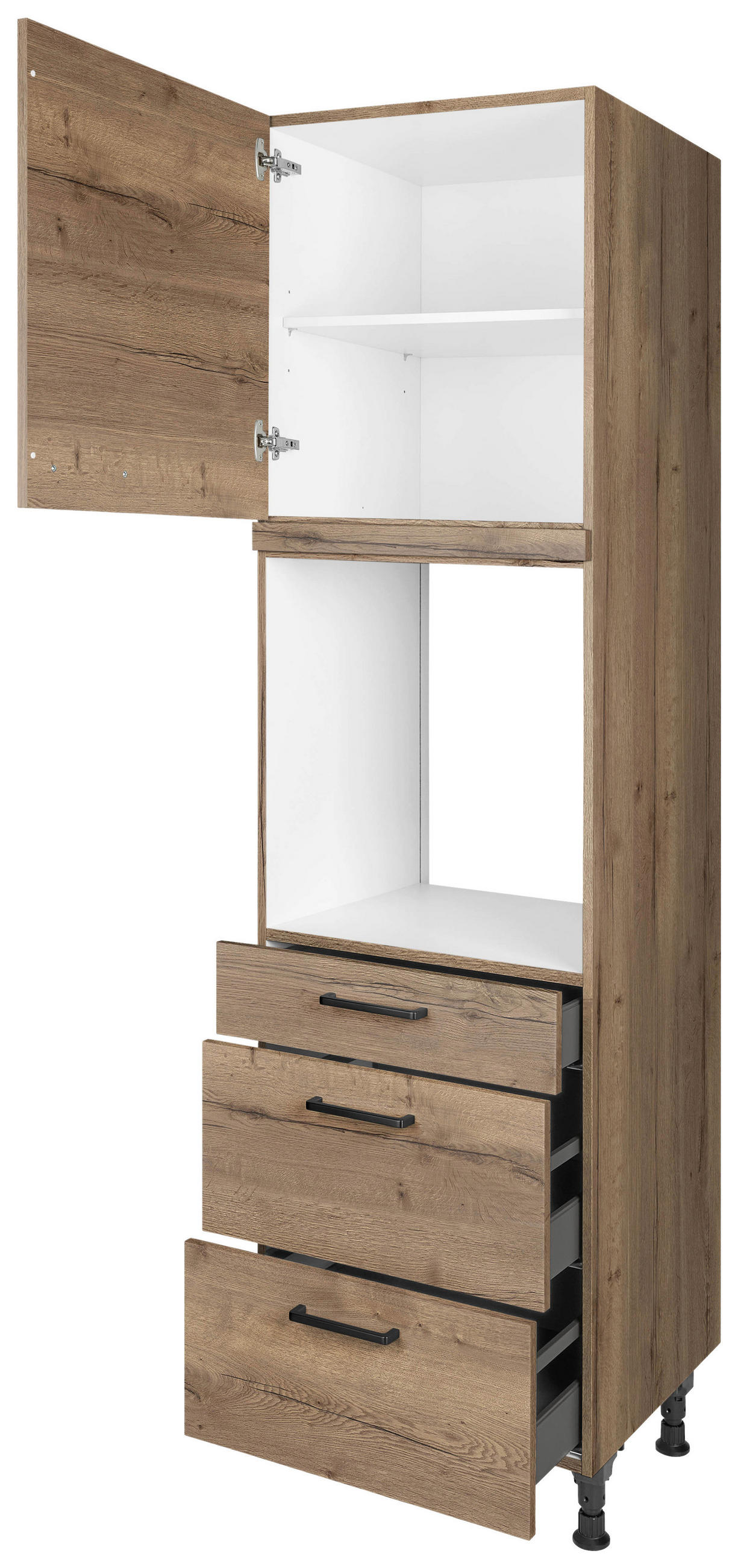 GERÄTEUMBAUSCHRANK 60/216,6/58 cm  in Eiche dunkel  - Eiche dunkel/Schwarz, MODERN, Holzwerkstoff/Metall (60/216,6/58cm) - Nobilia