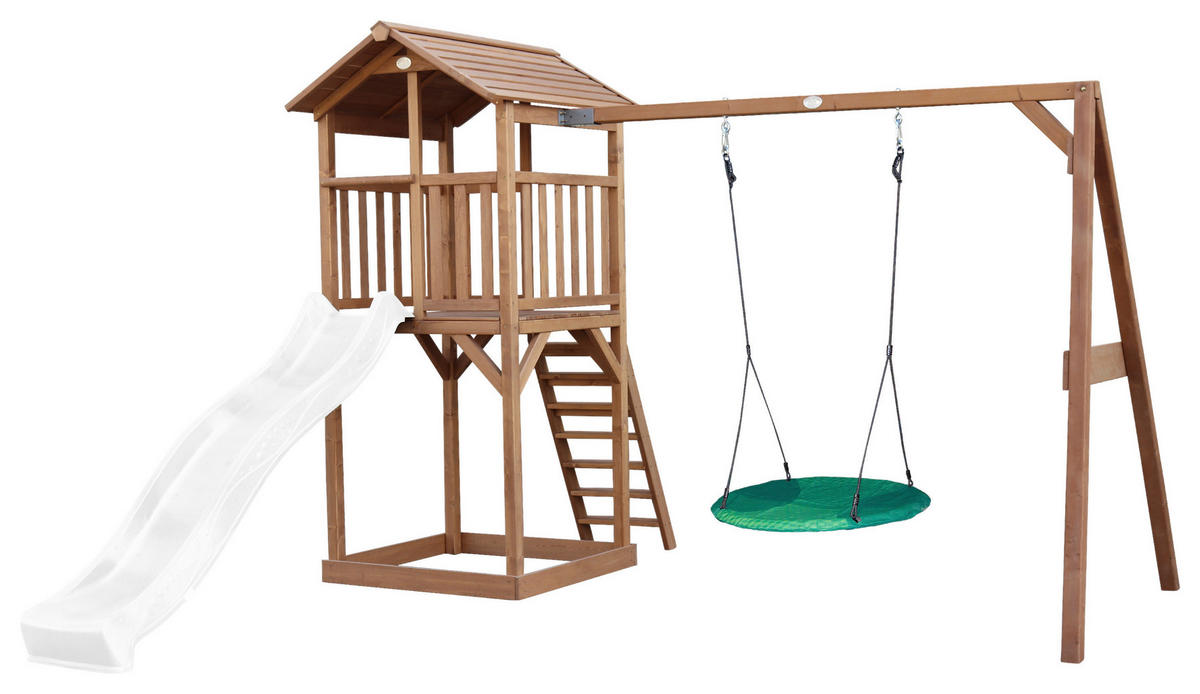 SPIELTURM 356,6/241,9/349 cm  - Braun/Weiß, KONVENTIONELL, Holz/Kunststoff (356,6/241,9/349cm) - Ambia Garden