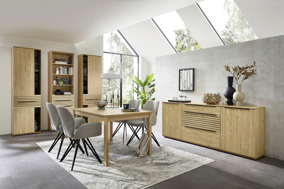 SIDEBOARD Eichefarben  210/85/40 cm  - Eichefarben/Schwarz, KONVENTIONELL, Holzwerkstoff/Kunststoff (210/85/40cm) - Venda