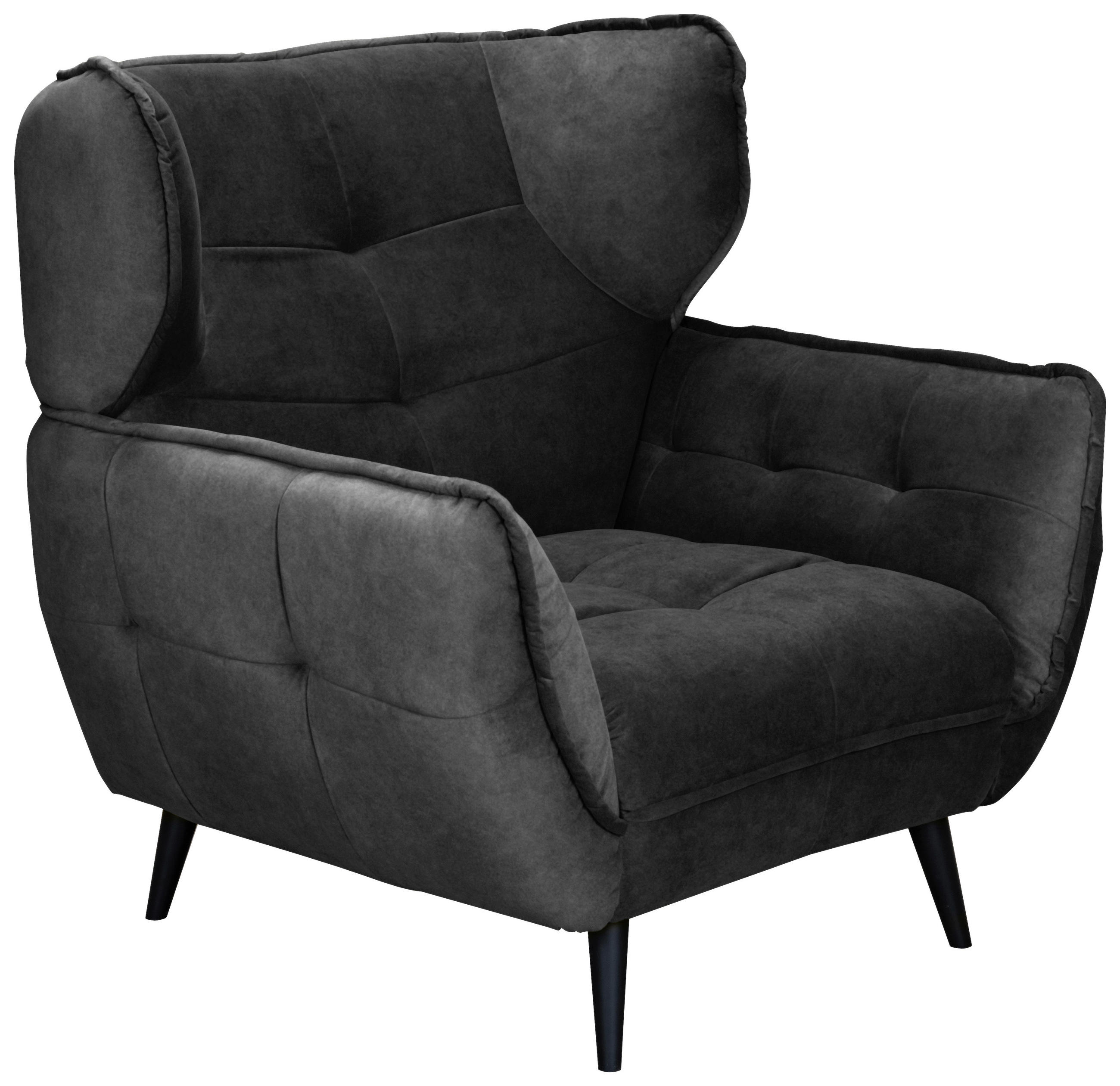 SESSEL in Mikrofaser Anthrazit  - Anthrazit/Schwarz, MODERN, Textil/Metall (103/105/98cm) - MID.YOU