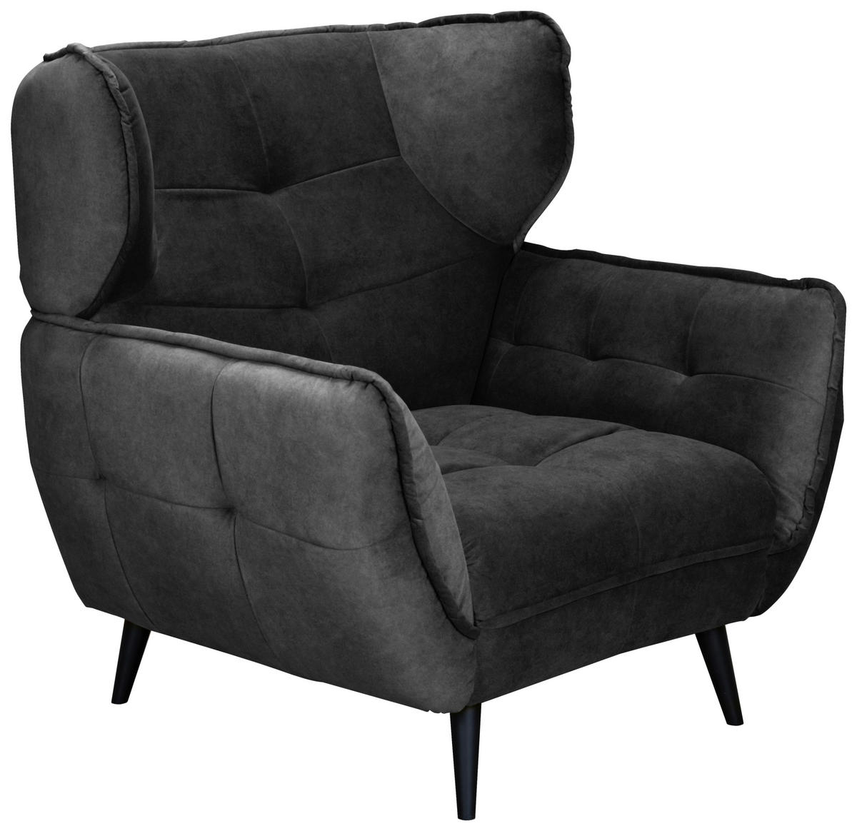 SESSEL Mikrofaser Anthrazit  - Anthrazit/Schwarz, Modern, Textil/Metall (103/105/98cm) - MID.YOU