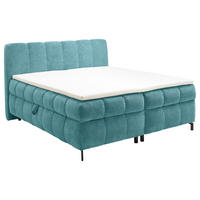 BOXBETT 180/200 cm,  in Petrol, Bettkasten, Topper, Matratzen, H2 = mittel  - Petrol/Schwarz, KONVENTIONELL, Kunststoff/Textil (180/200cm) - Hom`in