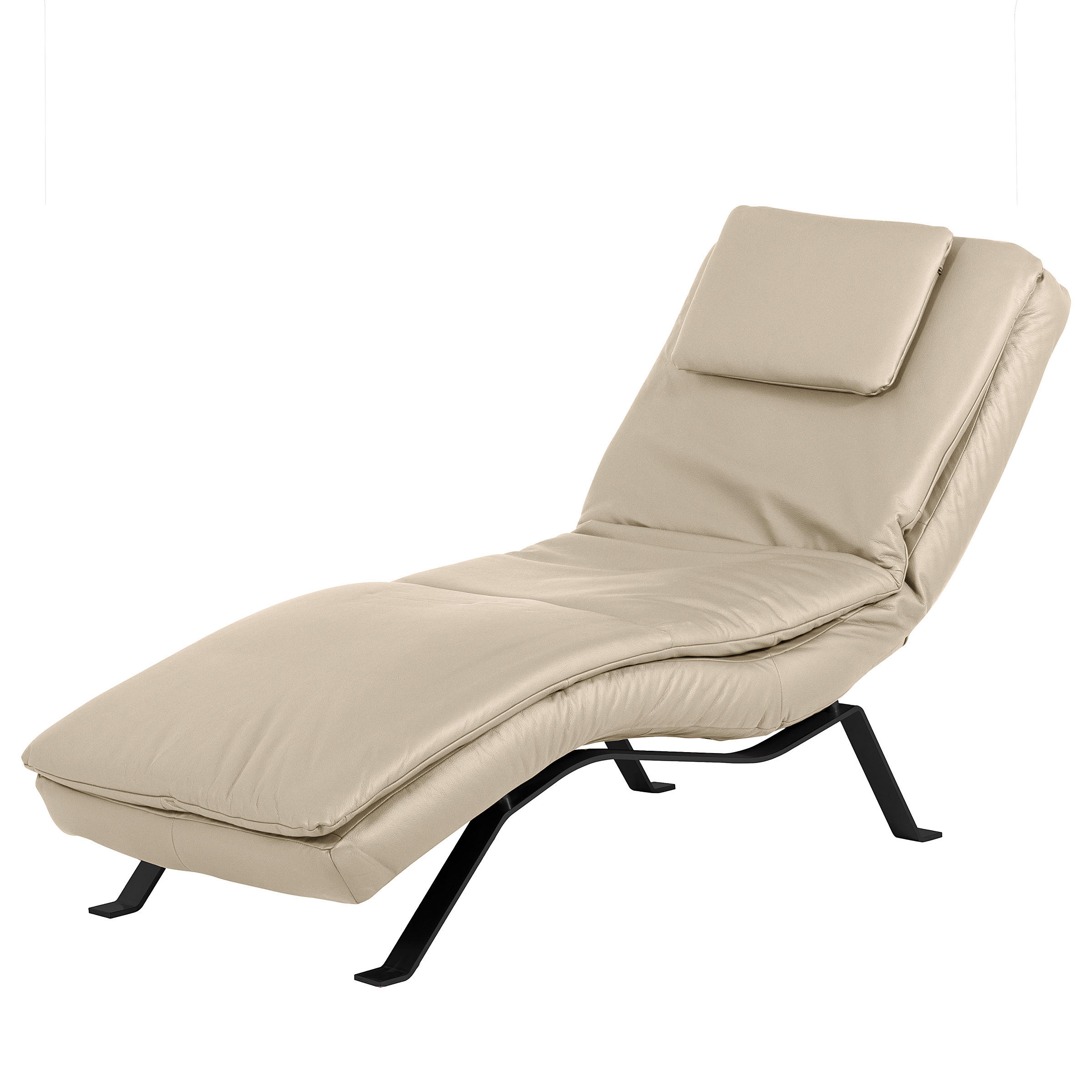 RELAXLIEGE Echtleder Grau  - Schwarz/Grau, Design, Leder/Metall (65/95/171cm) - Celina Home