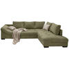 ECKSOFA Olivgrün Cord  - Beige/Schwarz, Design, Holz/Textil (298/202cm) - MID.YOU
