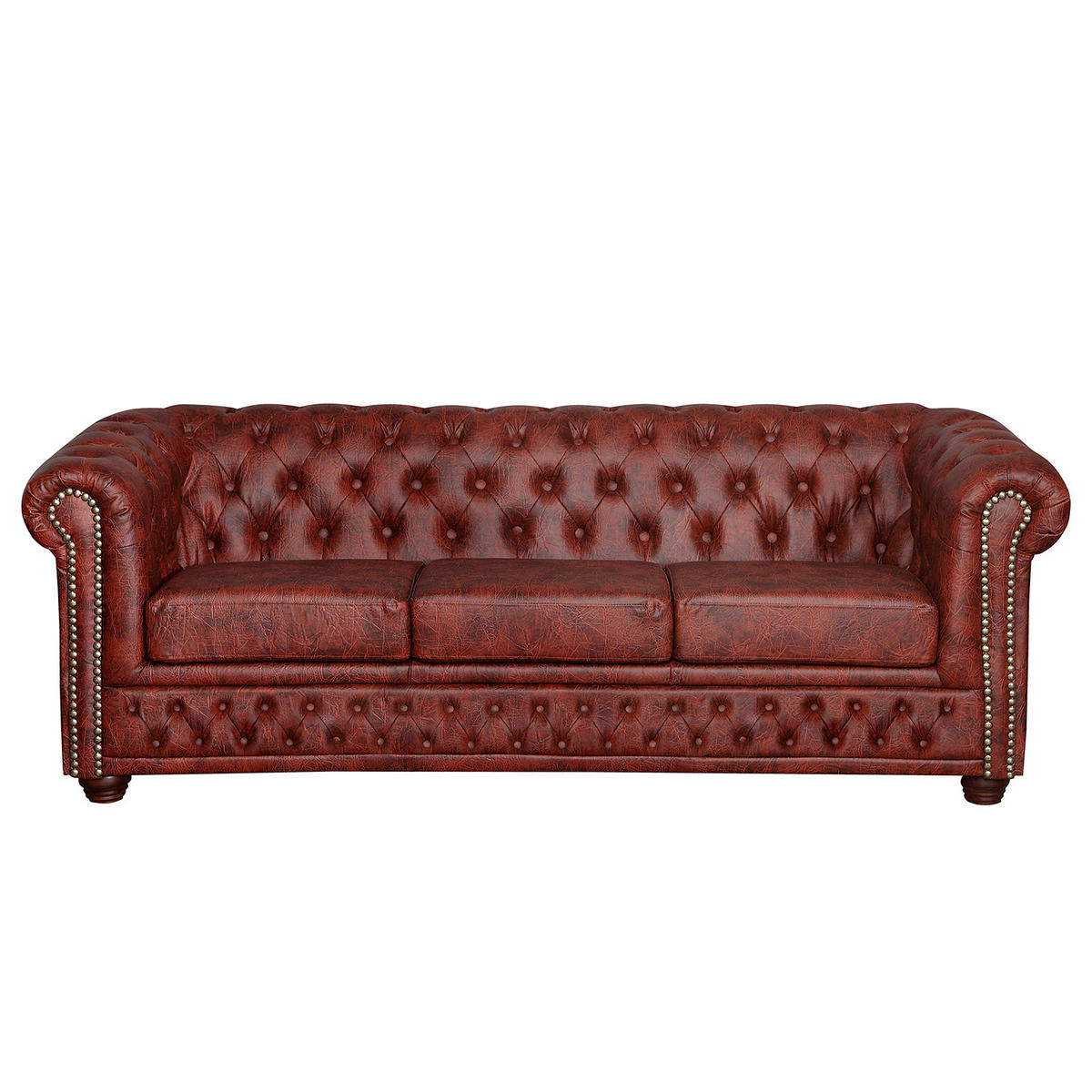 SITZGARNITUR YORK in Lederlook Rostfarben  - Rostfarben/Braun, Design, Holz/Textil (203/72/86cm) - P & B