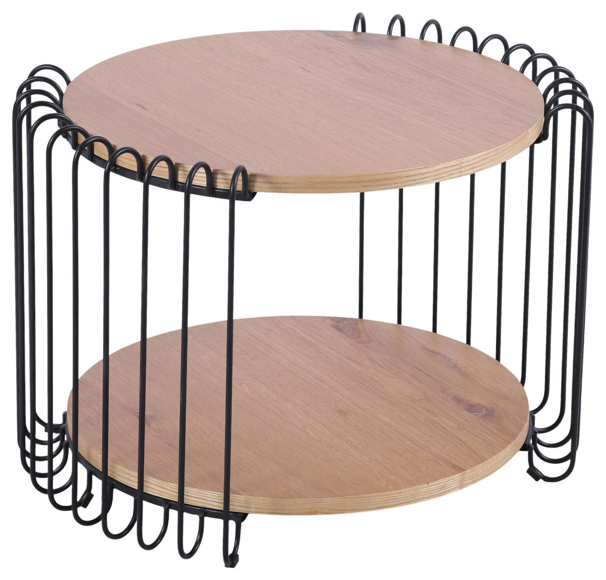 COUCHTISCH Eiche furniert 60/60/48 cm rund Schwarz, Eichefarben  - Eichefarben/Schwarz, Basics, Holz/Holzwerkstoff (60/60/48cm) - Stylife