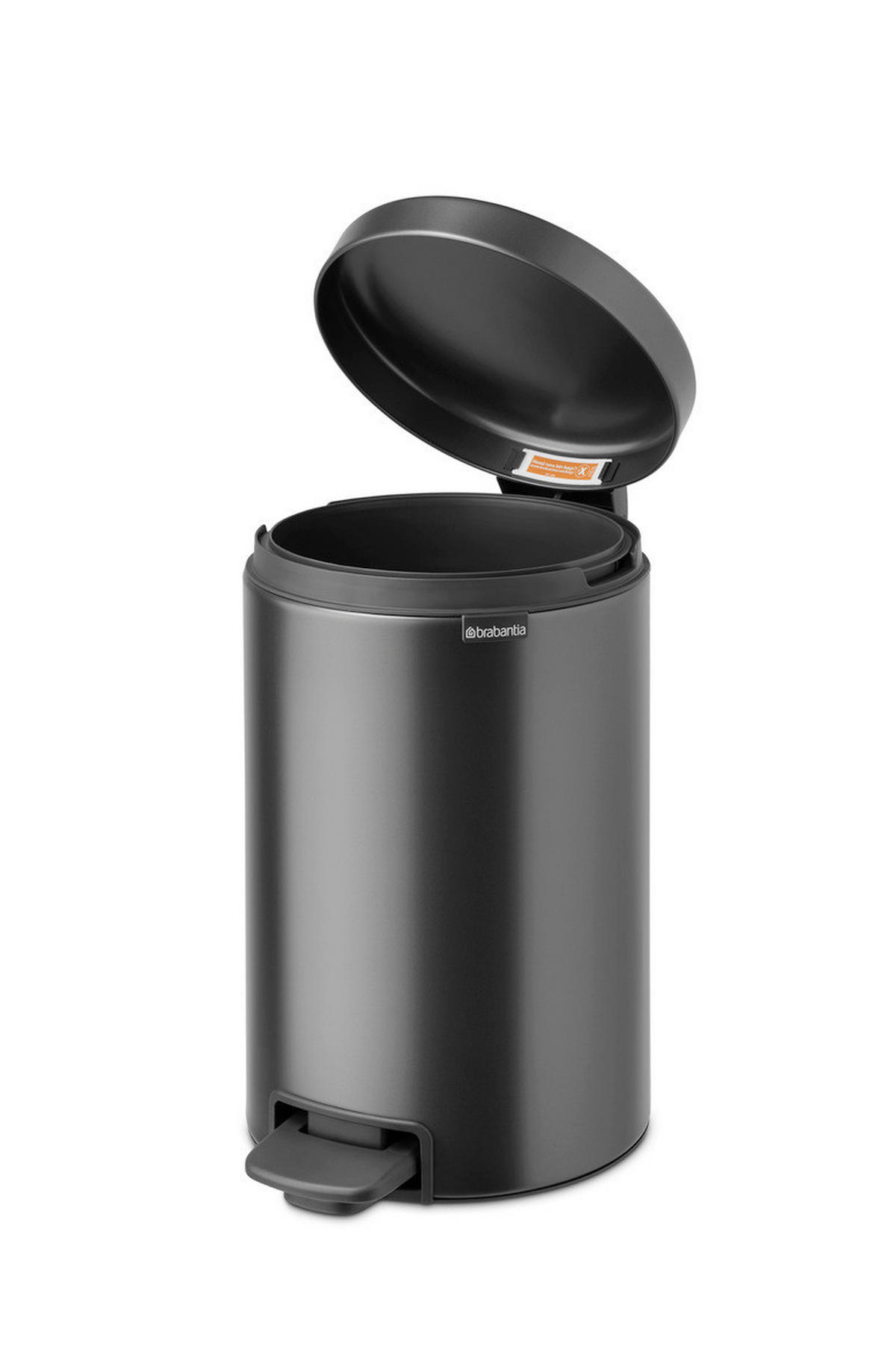 KOŠ S NOŽNOM PAPUČICOM  12 l  New Icon  - tamno siva/antracit, Basics, metal/plastika (25.1/41.1/33.8cm) - Brabantia