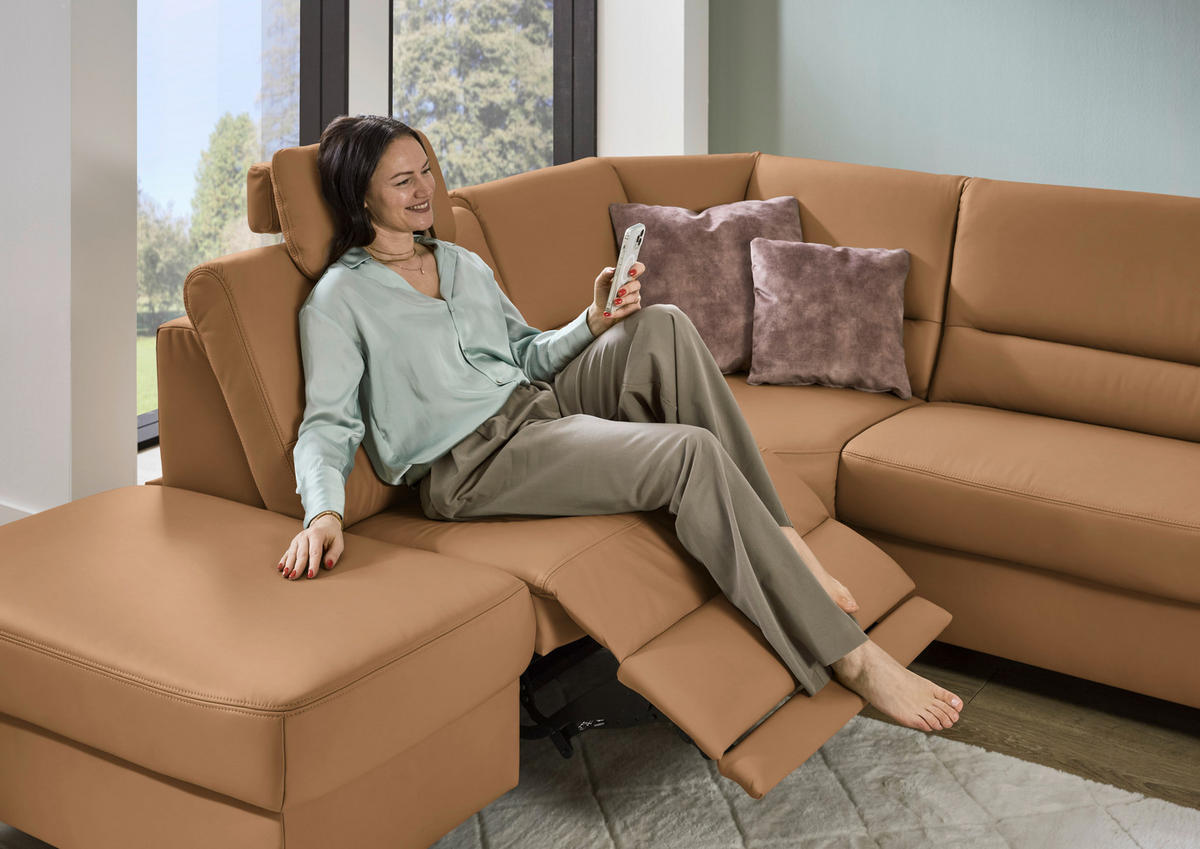 ECKSOFA  in Echtleder Hellbraun  249/290 cm  - Hellbraun/Schwarz, KONVENTIONELL, Leder/Metall (249/290cm) - Beldomo Premium