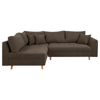 ECKSOFA Ariella in Mikrofaser Braun  161/231 cm  - Naturfarben/Braun, Design, Holz/Textil (161/231cm) - Livetastic