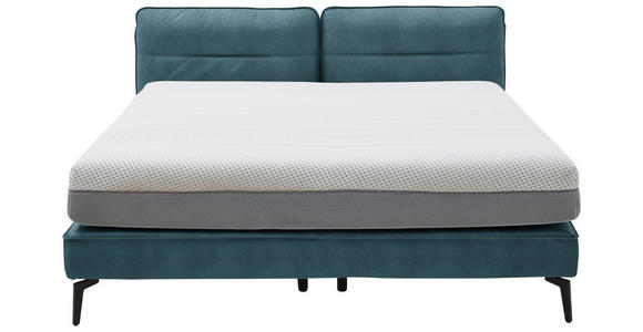 BOXSPRINGBETT 180/200 cm in Blau - Blau/Schwarz, Design, Textil/Metall (180/200cm) - Johann Jakob