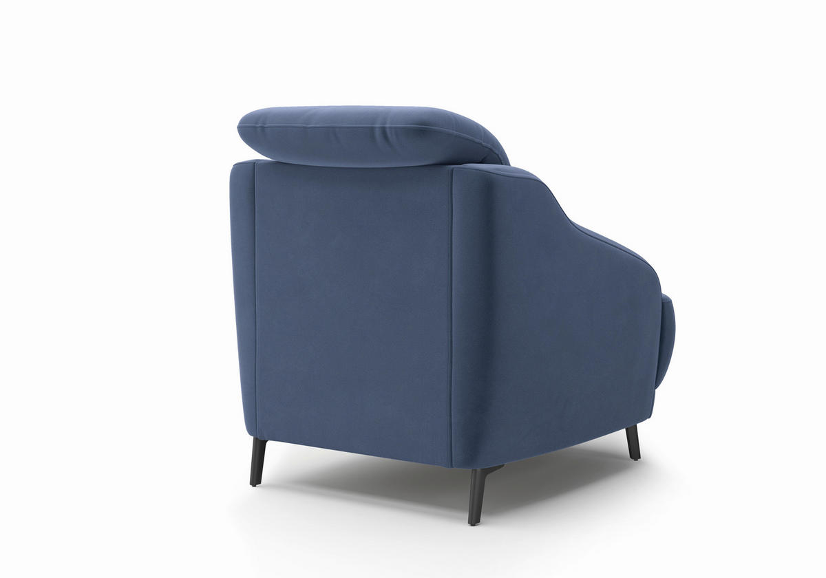 SESSEL in Samt Blau  - Blau/Schwarz, MODERN, Textil/Metall (87/93/104cm) - Sit & More
