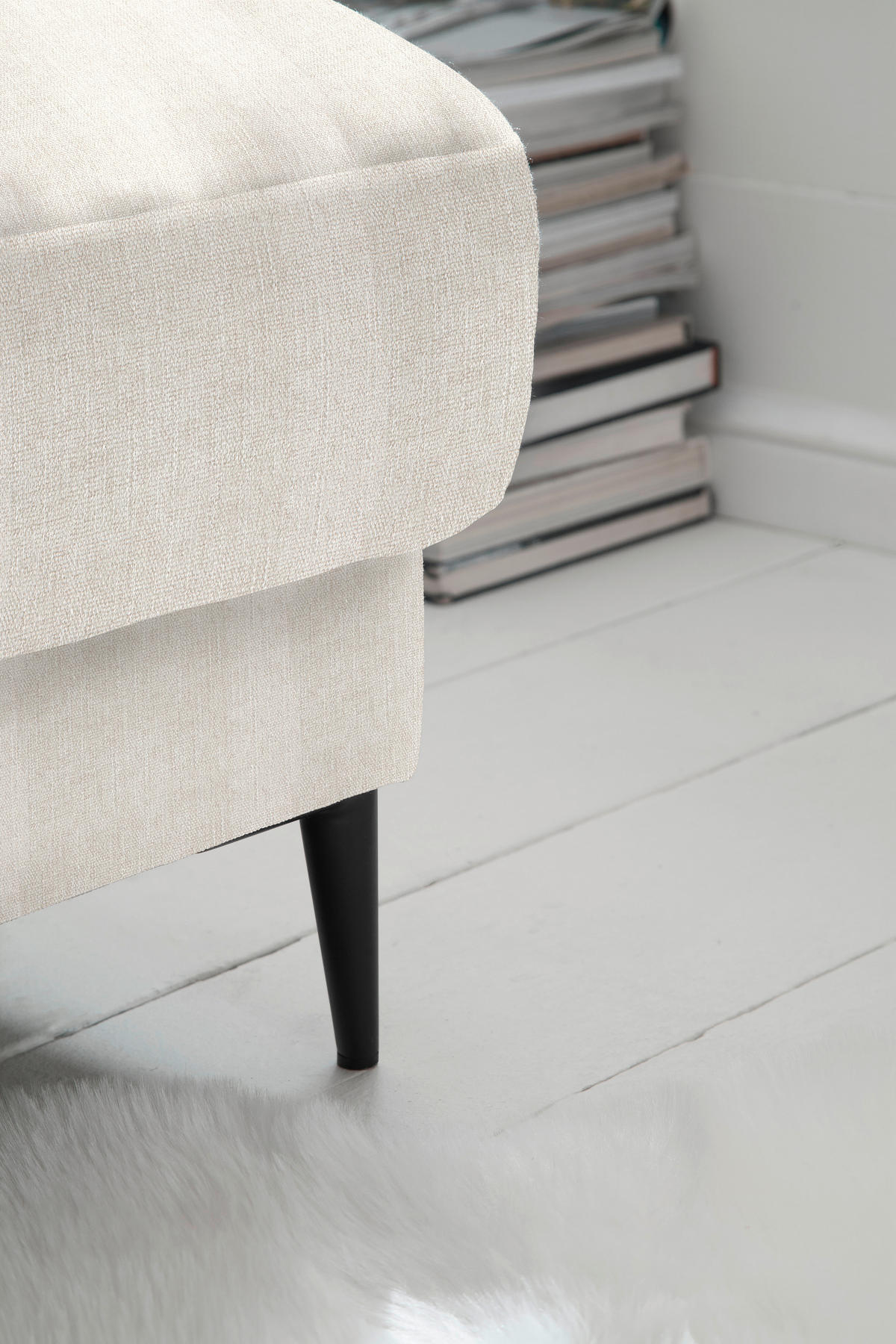 ECKSOFA in Flachgewebe Naturfarben  296/207 cm  - Schwarz/Naturfarben, Design, Textil/Metall (296/207cm) - Dieter Knoll