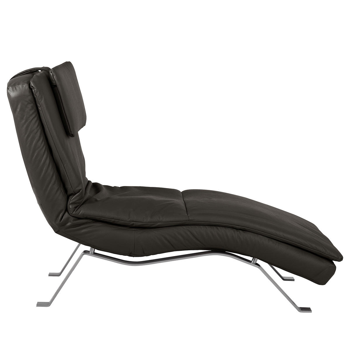 RELAXLIEGE in Echtleder Dunkelbraun  - Dunkelbraun/Silberfarben, Design, Leder/Metall (65/95/171cm) - Celina Home