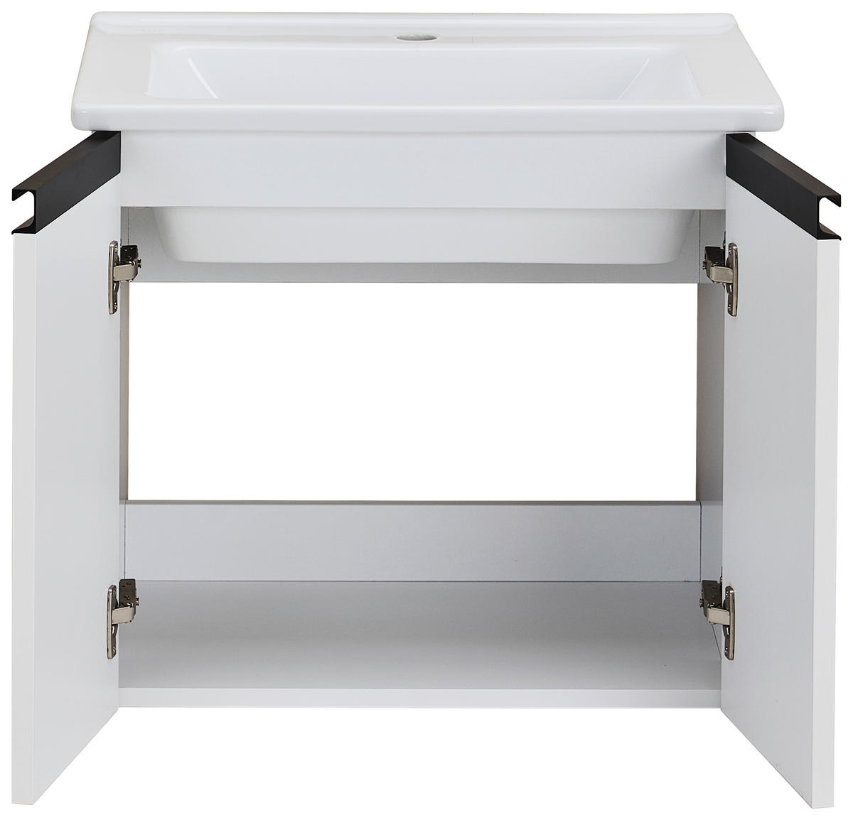 BADEZIMMER 3-teilig  in  - Weiß Hochglanz/Schwarz, MODERN, Glas/Keramik (60/119/46cm) - MID.YOU