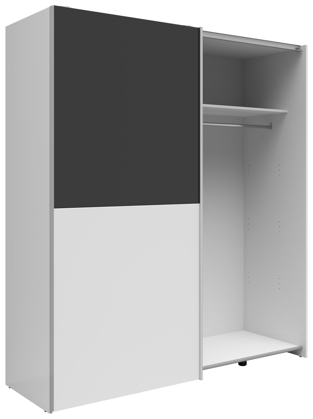 SCHWEBETÜRENSCHRANK 170/191/59 cm 2-türig Graphitfarben, Weiß  - Silberfarben/Graphitfarben, Basics, Holzwerkstoff/Kunststoff (170/191/59cm) - Boxxx