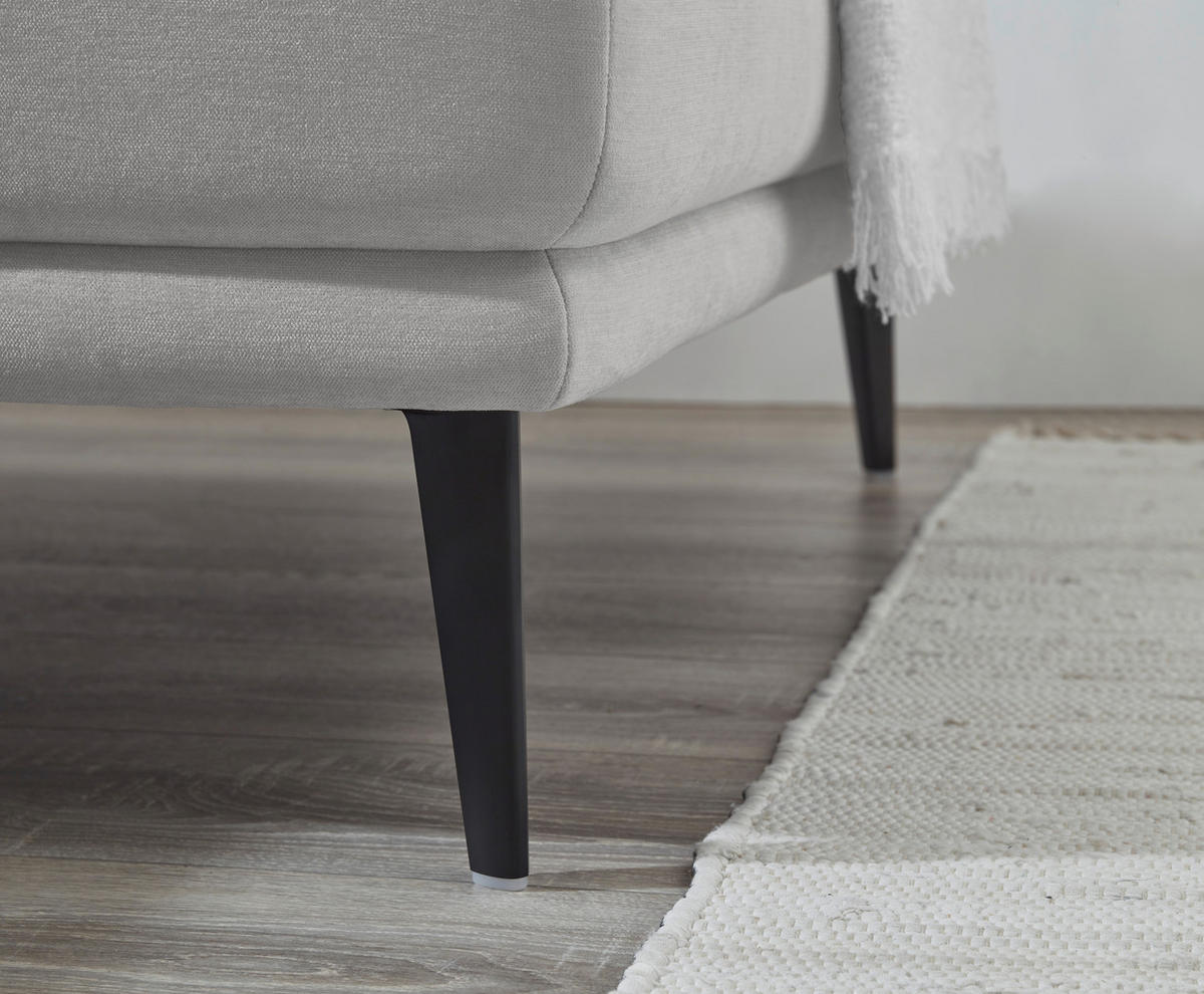 ECKSOFA Grau Flachgewebe  - Schwarz/Grau, KONVENTIONELL, Textil/Metall (279/193cm) - SetOne by Musterring