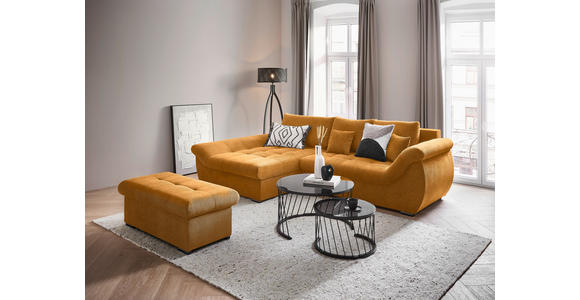 ECKSOFA Senfgelb Flachgewebe - Senfgelb/Schwarz, Design, Kunststoff/Textil (175/278cm) - Xora