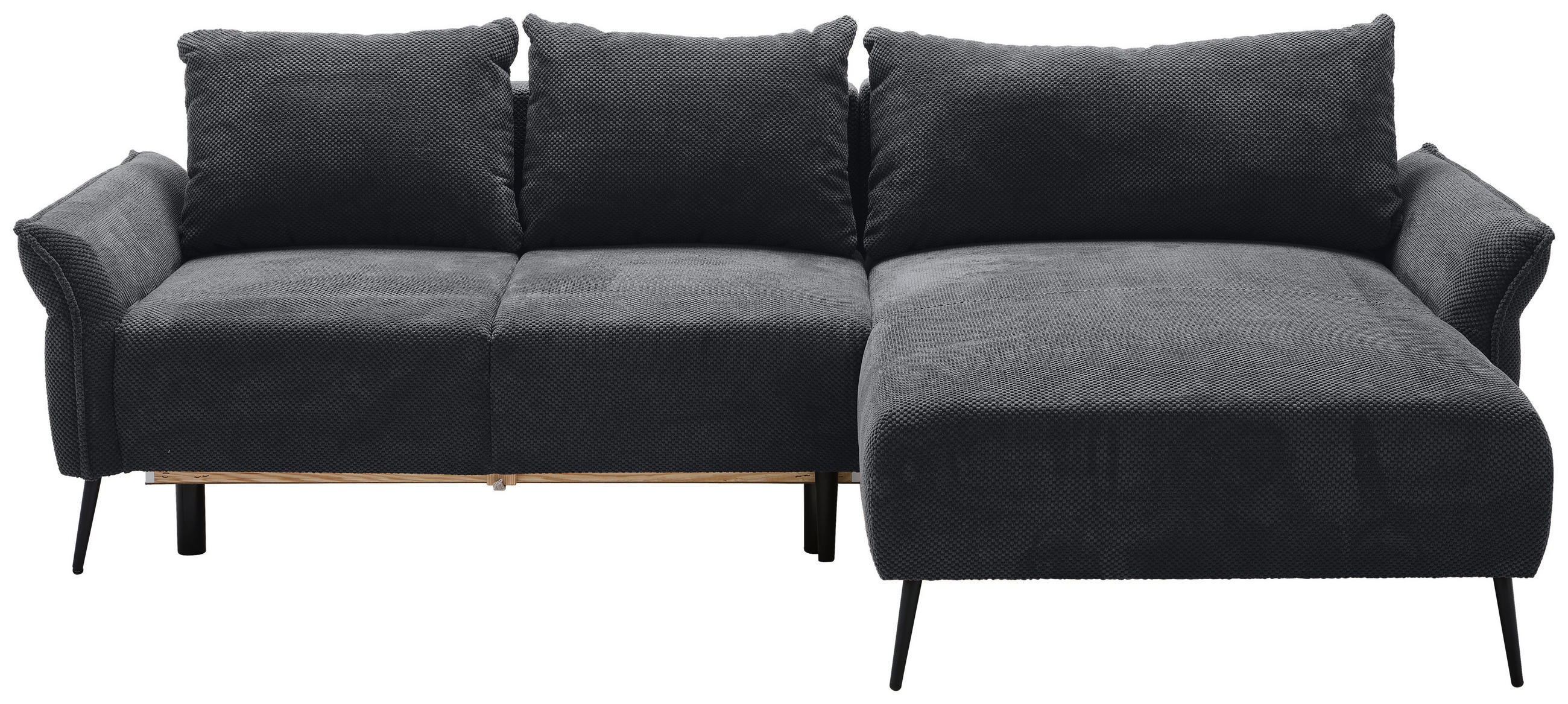 ECKSOFA Schwarz Chenille  - Schwarz, KONVENTIONELL, Textil/Metall (255/164cm) - Carryhome
