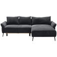 ECKSOFA Schwarz Chenille  - Schwarz, KONVENTIONELL, Textil/Metall (255/164cm) - Carryhome