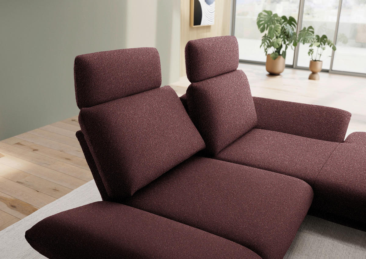 ECKSOFA  in Flachgewebe Bordeaux  234/155 cm  - Bordeaux/Schwarz, Design, Textil/Metall (234/155cm) - Dieter Knoll