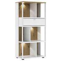 AKTENREGAL Weiß, Eiche Artisan  - Schwarz/Weiß, KONVENTIONELL, Holzwerkstoff/Metall (60/127/38cm) - Voleo