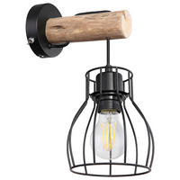 NÁSTENNÉ SVIETIDLO, 13,6/17,5/30 cm - čierna/prírodná farba, Basics, kov/drevo (13,6/17,5/30cm) - Globo