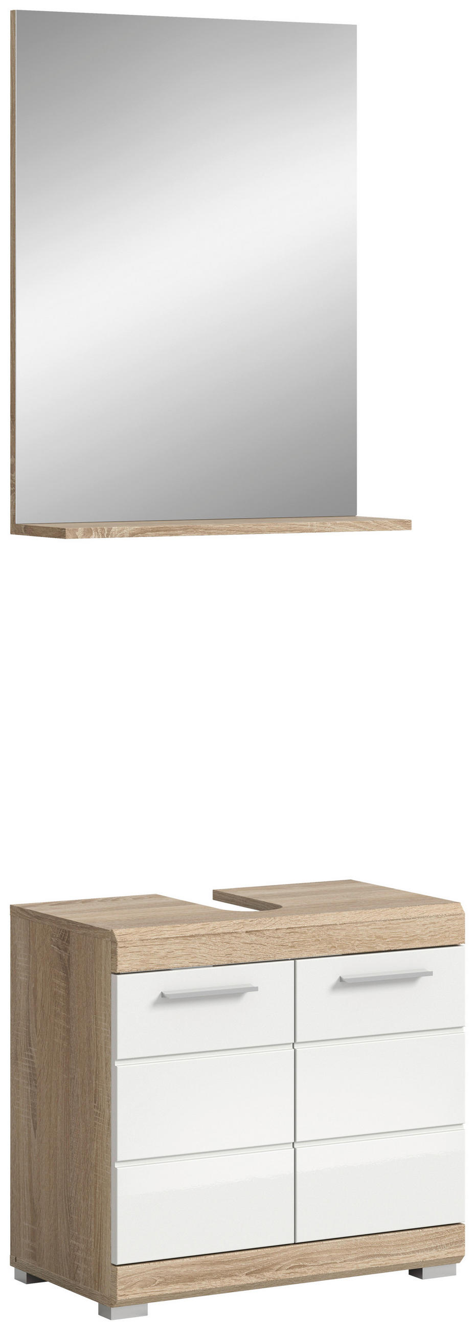 BADEZIMMER 2-teilig  in 60 cm  - Weiß Hochglanz/Silberfarben, MODERN, Glas/Holzwerkstoff (60cm) - MID.YOU