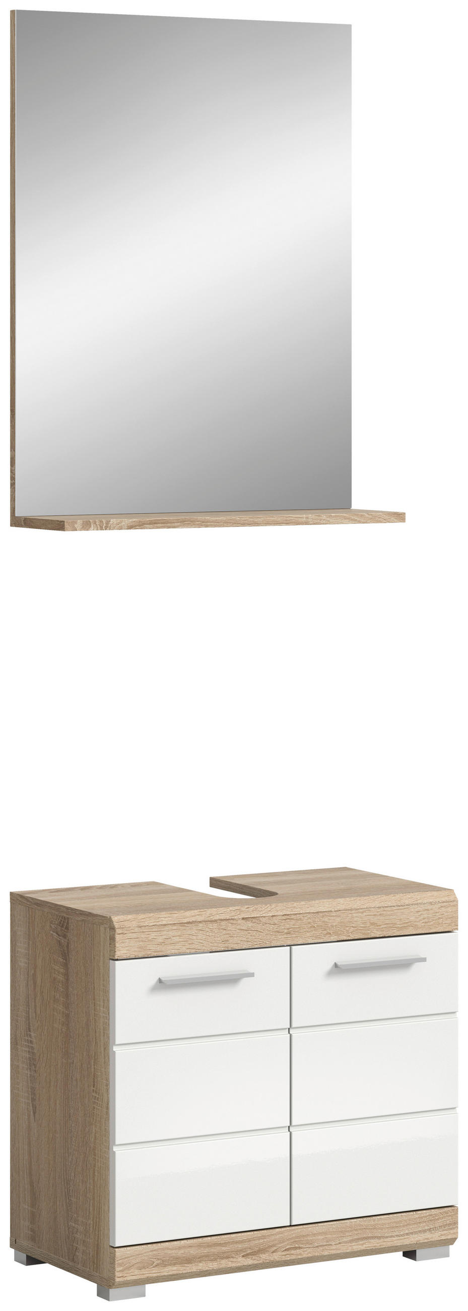 BADEZIMMER 2-teilig  in 60 cm  - Weiß Hochglanz/Silberfarben, MODERN, Glas/Holzwerkstoff (60cm) - MID.YOU