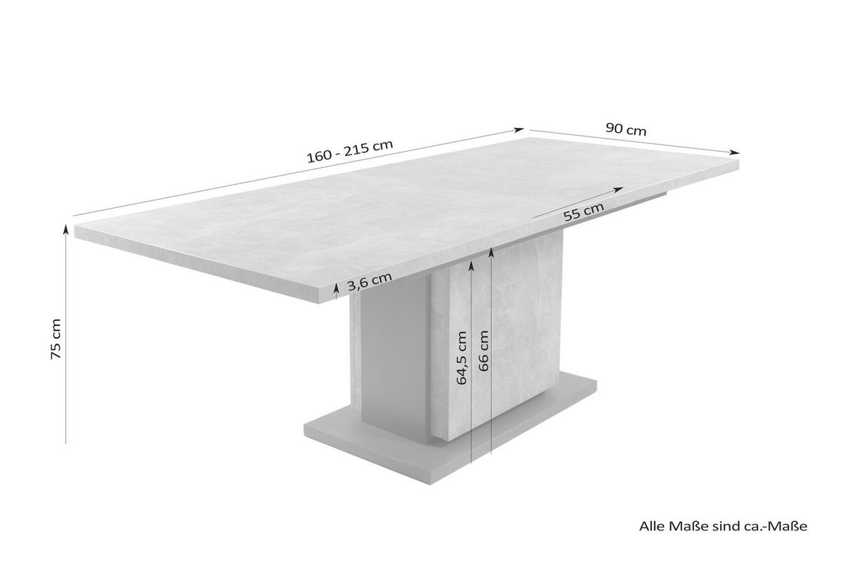 ESSTISCH in Holzwerkstoff 160-215/90/75 cm  - Anthrazit/Grau, MODERN, Holzwerkstoff (160-215/90/75cm) - MID.YOU