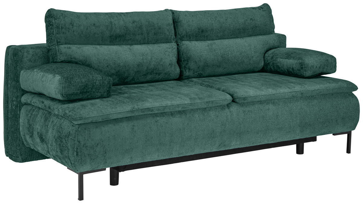 BOXSPRINGSOFA in Webstoff Grün  - Schwarz/Grün, Design, Textil/Metall (202/93/100cm) - Novel