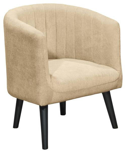 CLUBFÅTÖLJ i textil sandfärgad  - sandfärgad/svart, Basics, trä/textil (61/82/58cm) - Livetastic