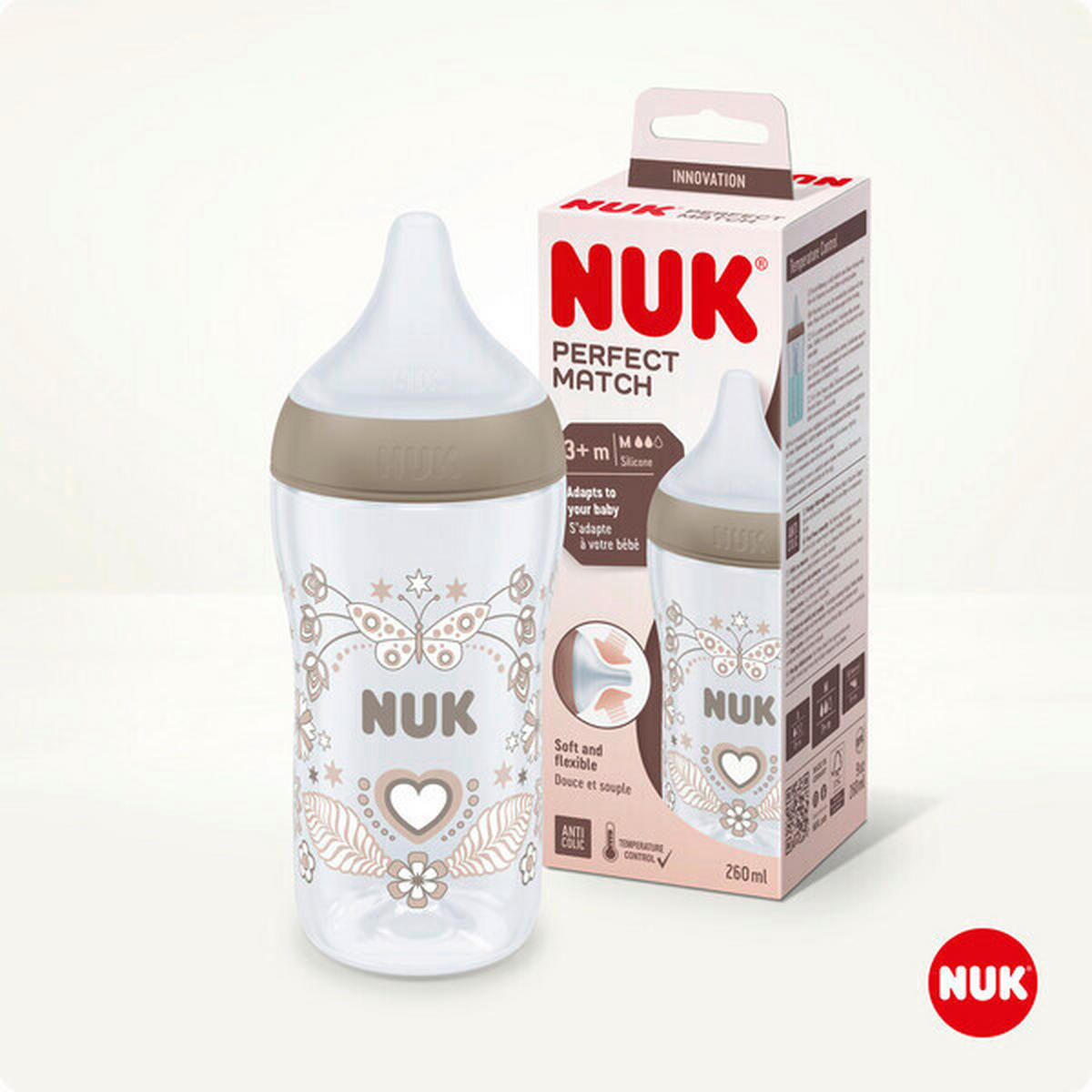 BABYFLASCHE Perfect Match 260 ml  - Transparent/Multicolor, Basics, Kunststoff (7,2/7,2/21,2cm) - NUK