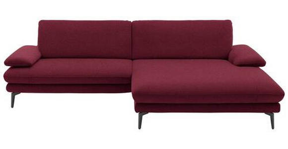 ECKSOFA in Webstoff Rot, Bordeaux  - Bordeaux/Rot, Design, Textil/Metall (284/184cm) - Dieter Knoll