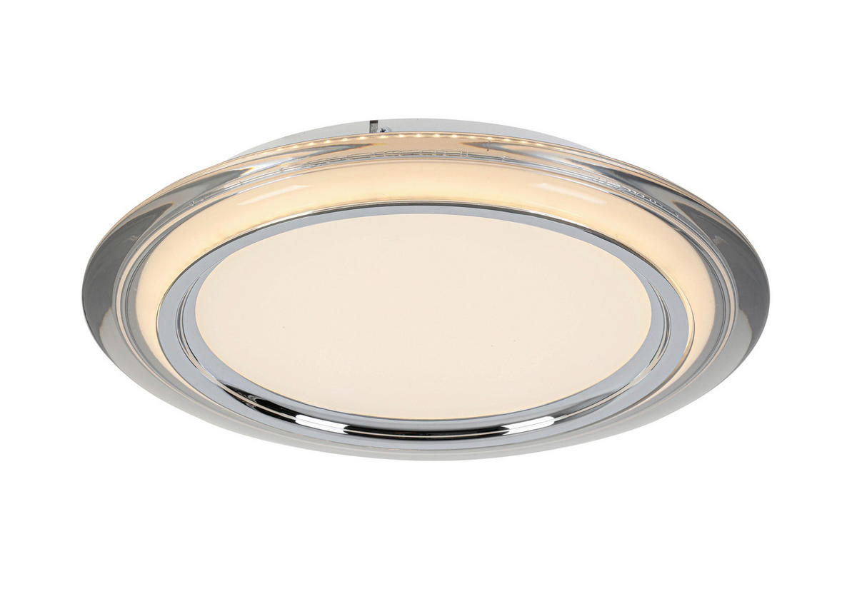 LED-DECKENLEUCHTE   - Chromfarben/Transparent, Design, Kunststoff/Metall (45cm) - Novel