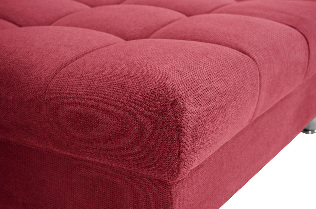 ECKSOFA Rot Flachgewebe, Mikrofaser  - Chromfarben/Rot, Design, Kunststoff/Textil (312/198cm) - Livetastic