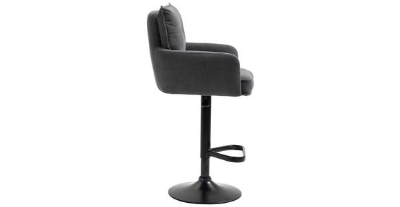BARHOCKER Cord Anthrazit, Schwarz Eisen Stoffauswahl, Sitzfläche 360° drehbar, inklusive Armlehnen - Anthrazit/Schwarz, Design, Textil/Metall (54/98-120/58cm) - Novel