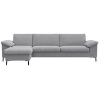 ECKSOFA Hellgrau Flachgewebe  - Hellgrau/Schwarz, Design, Textil/Metall (159/274cm) - Livetastic