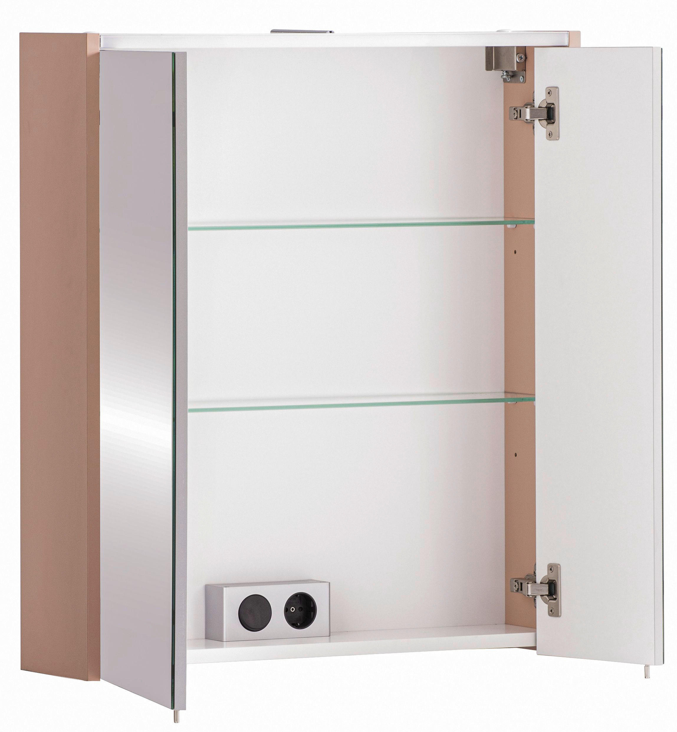 Thumbnail - Stylife Spiegelschrank Smash, Altrosa, Metall, 2 Fächer, 63.5x72.4x17.5 cm, Made in Germany, erweiterbar, Badezimmer, Ba...