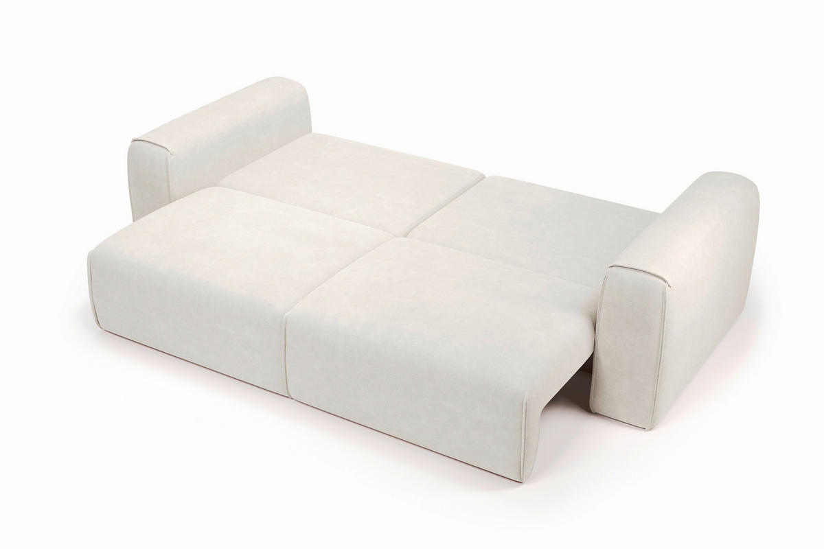SCHLAFSOFA Tuzzi  mit Schlafen auf Sitzhöhe Velours Creme  - Creme/Schwarz, Basics, Kunststoff/Textil (252/94/105cm) - Livetastic