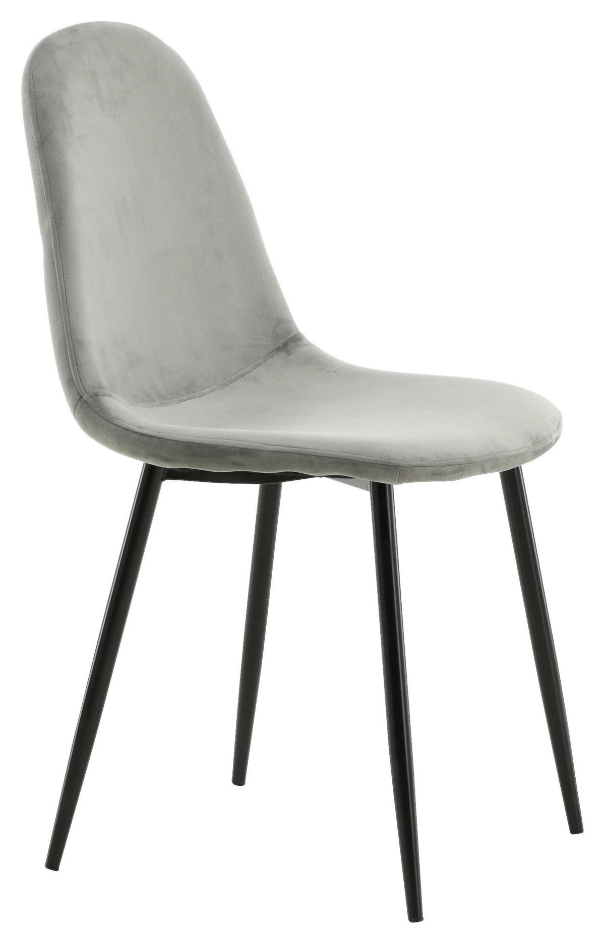 STUHL-SET 2 Stück  in Stahl Samt Metall, Textil  - Schwarz/Grau, Design, Textil/Metall (42,5/88/53cm) - Livetastic
