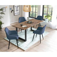 TISCHGRUPPE Struktur Akazie massiv Dunkelblau, Walnussfarben  - Walnussfarben/Dunkelblau, MODERN, Holz/Textil (160/90/75cm) - Livetastic