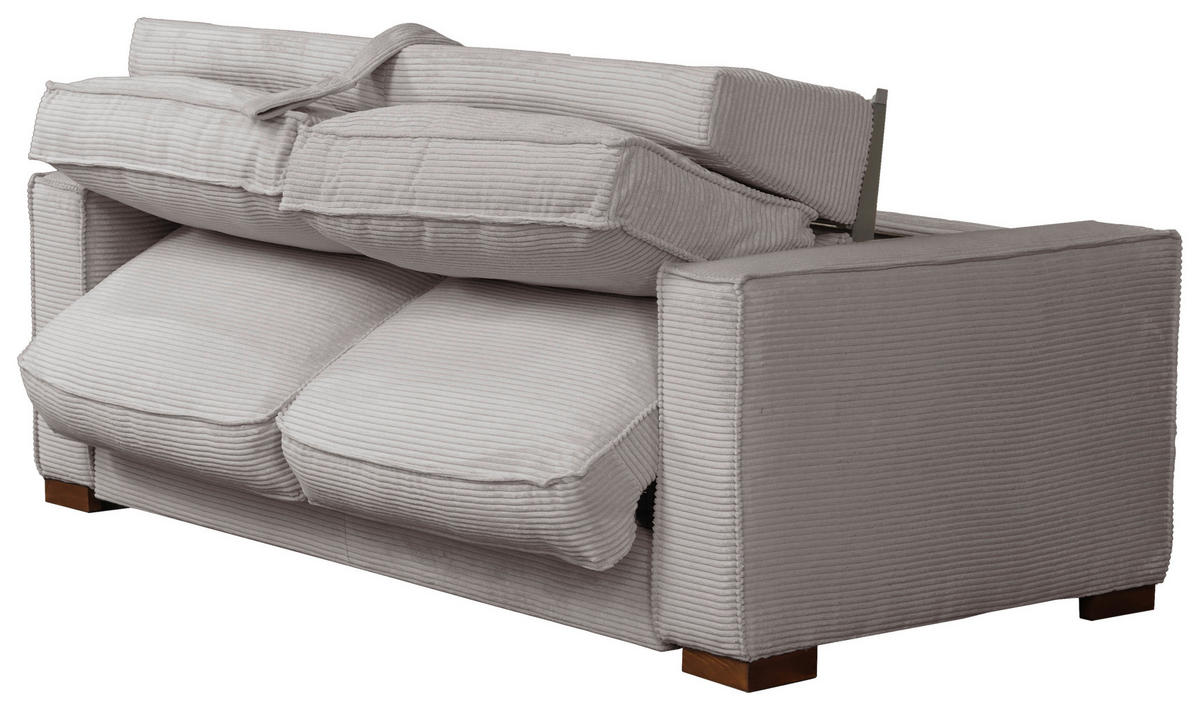 SCHLAFSOFA Cord Hellgrau  - Dunkelbraun/Hellgrau, Design, Holz/Textil (203/85/99cm) - MID.YOU