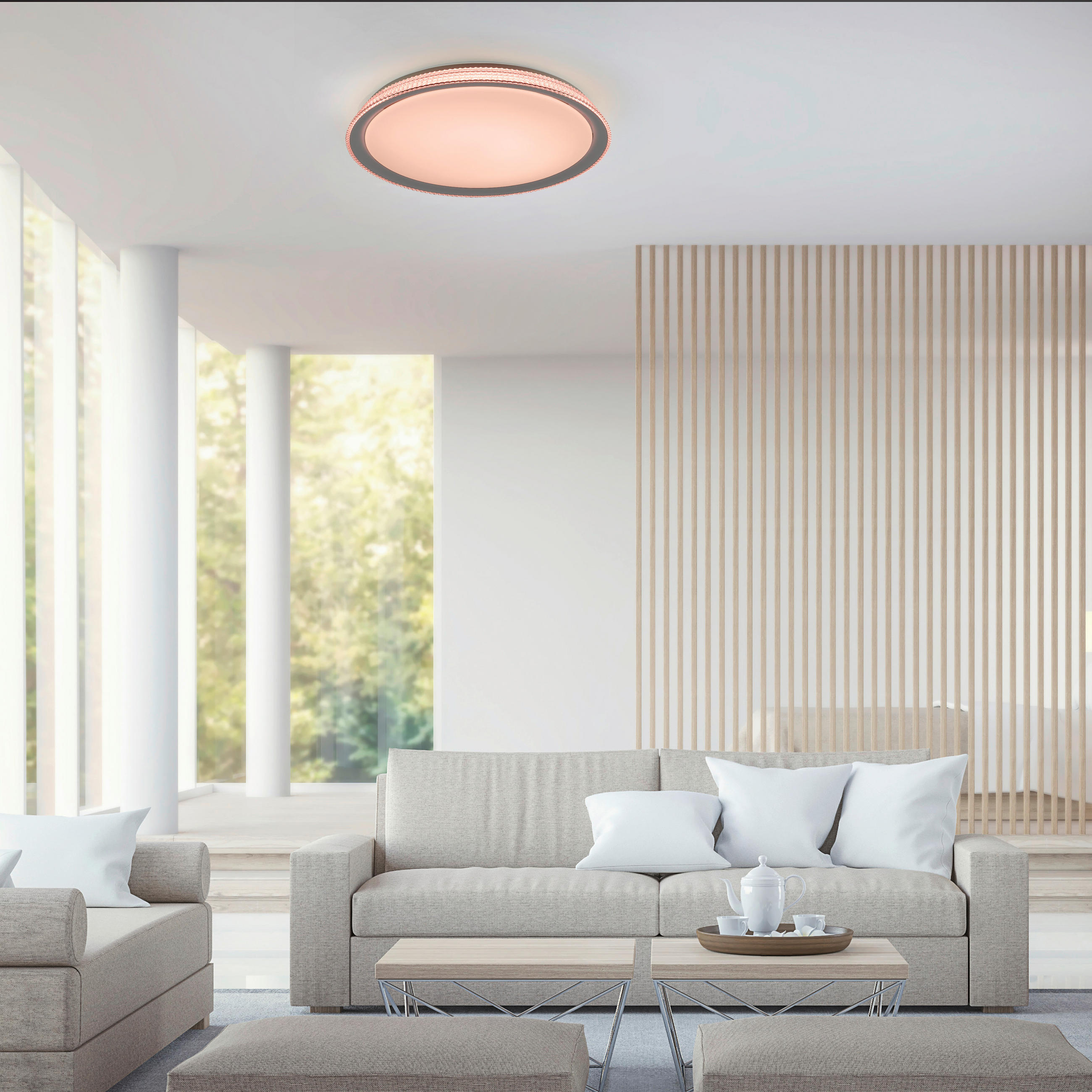 LED-DECKENLEUCHTE Lola Smart  Smart 51/51/9 cm   - Silberfarben/Weiß, Design, Kunststoff/Metall (51/51/9cm)