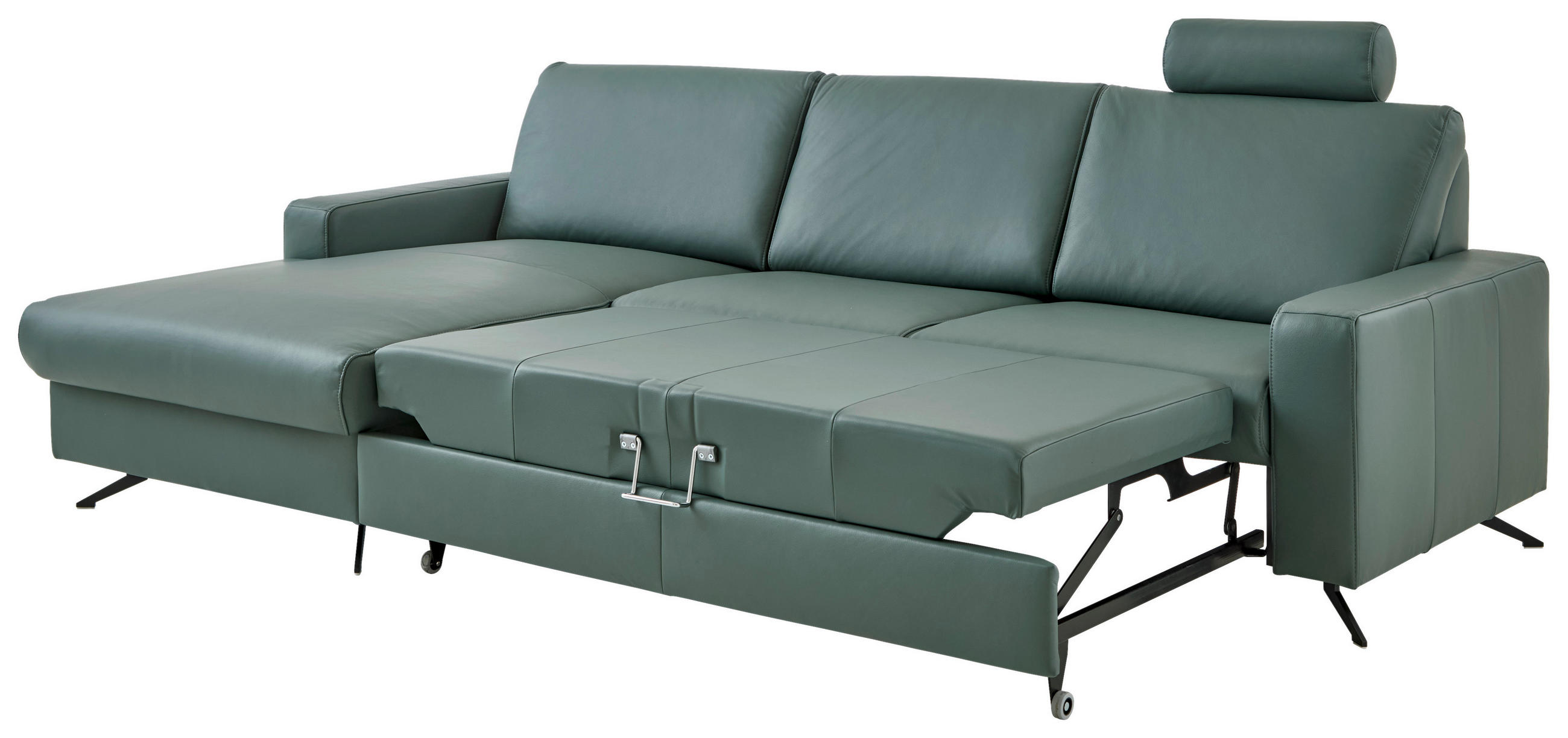 Thumbnail - Beldomo Premium Ecksofa Beldomo premium, Opal, Leder, Echtleder, Rindleder, 3-Sitzer, Ottomane links, L-Form, 267x165 cm...