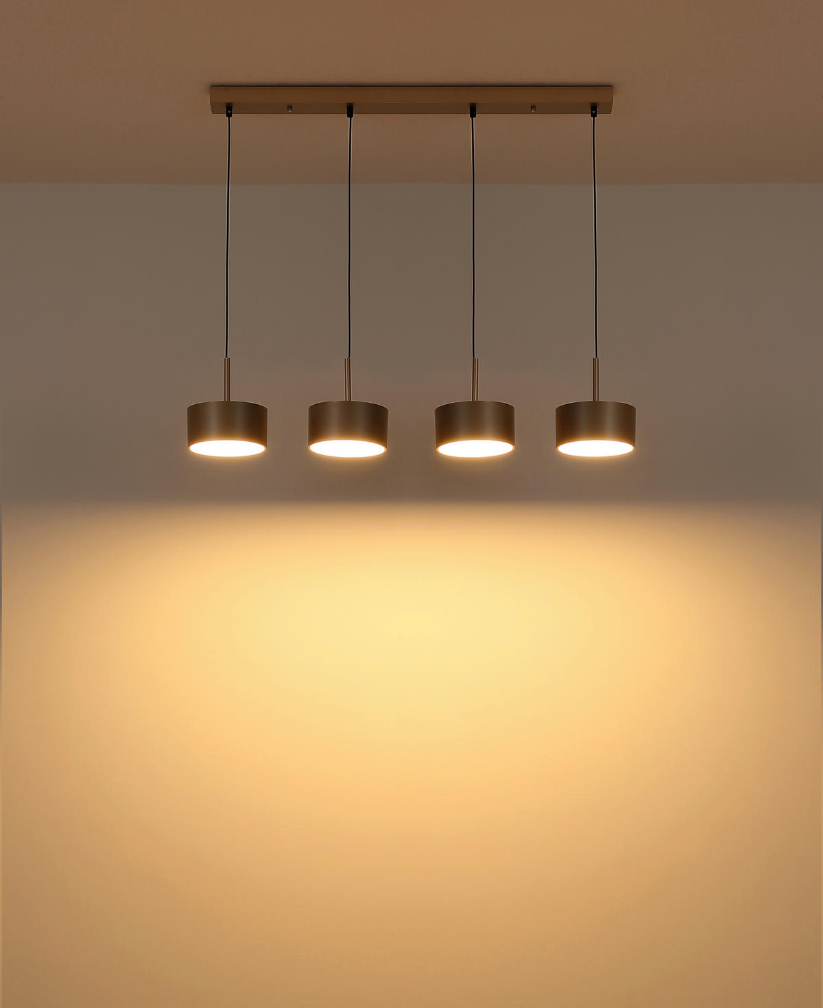 LED-HÄNGELEUCHTE 86/15/150 cm  - Champagner/Transparent, Design, Kunststoff/Metall (86/15/150cm) - Globo