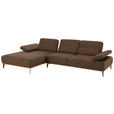 ECKSOFA in Mikrofaser Braun  176/298 cm  - Beige/Bronzefarben, Natur, Textil/Metall (176/298cm) - Valnatura