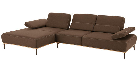 ECKSOFA in Mikrofaser Braun  176/298 cm  - Beige/Bronzefarben, Natur, Textil/Metall (176/298cm) - Valnatura
