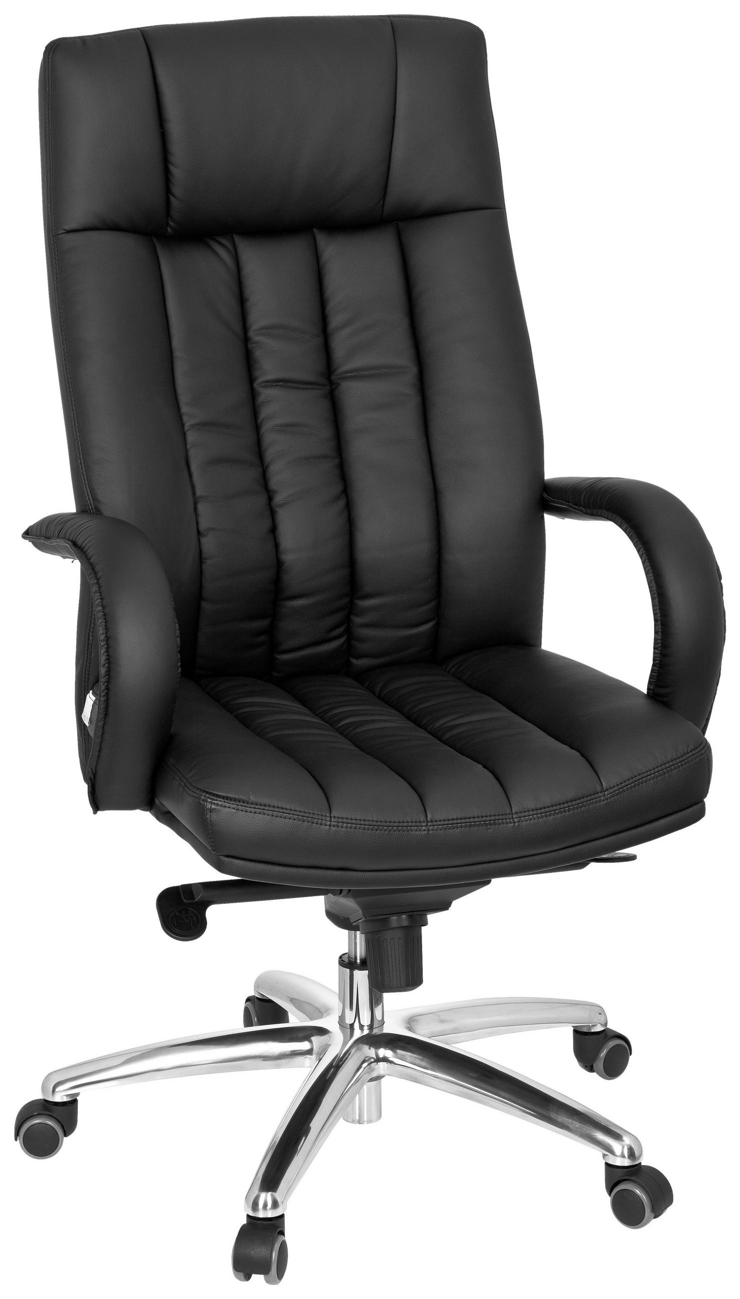 CHEFSESSEL Lederlook Schwarz  - Silberfarben/Schwarz, Basics, Kunststoff/Textil (62/129/50cm) - MID.YOU