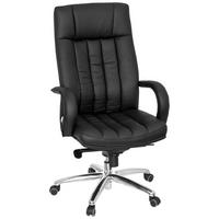 CHEFSESSEL Lederlook Schwarz  - Silberfarben/Schwarz, Basics, Kunststoff/Textil (62/129/50cm) - MID.YOU